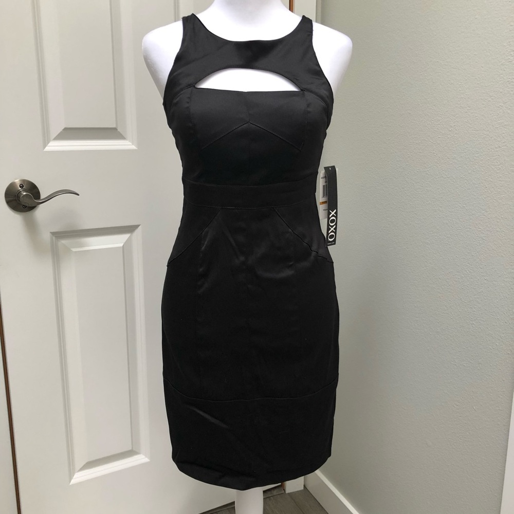 XOXO SLEEVELESS BLACK CUTOUT DRESS 3/4 NWT